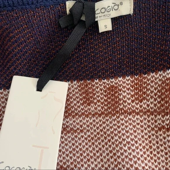 COCOGIO Tribal Cardigan Sweater Small Long Open Front Fringe Italy NWT *New*. - Picture 3 of 8